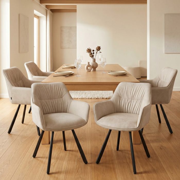 WAFTING Lot de 6 Chaises de Salle à Manger Pivotantes avec Accoudoirs Rotation à 360° Chaises de Cuisine en Velours Kaki
