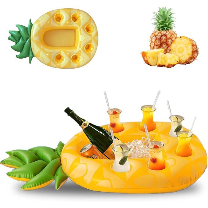 Porte Verre Piscine Gonflable Bar Flottant Piscine Avec 8 Trous, Support Gonflable De Boisson