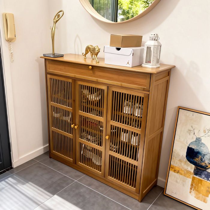 Armoire à chaussures - UNHO - Organiseur 18–20 paires - Bambou/MDF - 90.5×35×107 cm