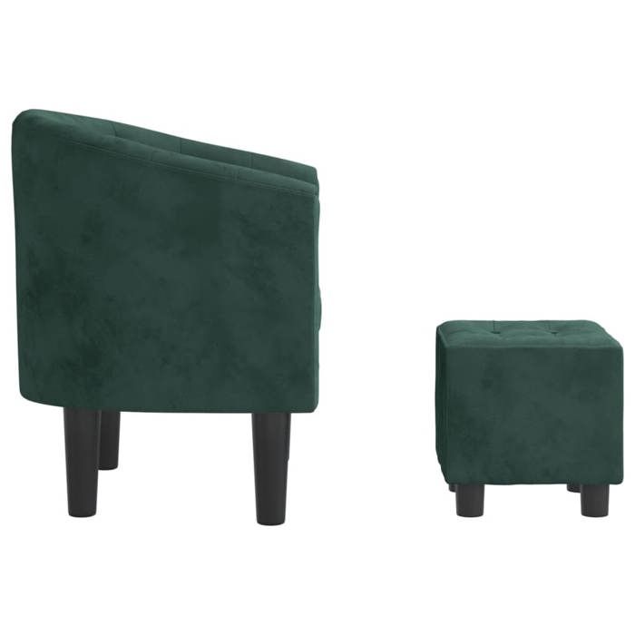 Chaise simple - Vert - Fauteuil avec repose-pied - 1 PC - vert foncé velours 70x56x68 cm F8396