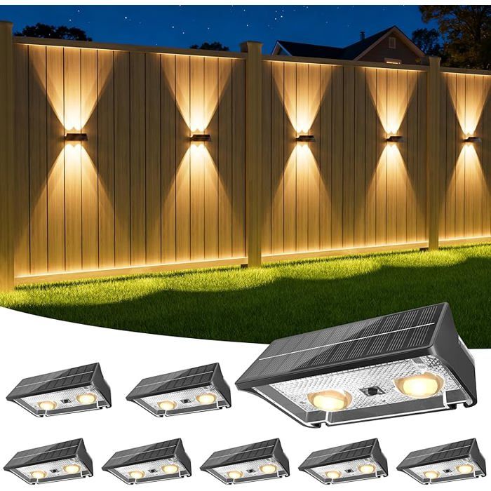 Applique Murale Exterieur Solaire Lot de 8 Éclairage Haut et Bas Étanches IP65 3000K/4000K/6500K + RVB Lampe L APPLIQUE DINTERIEUR