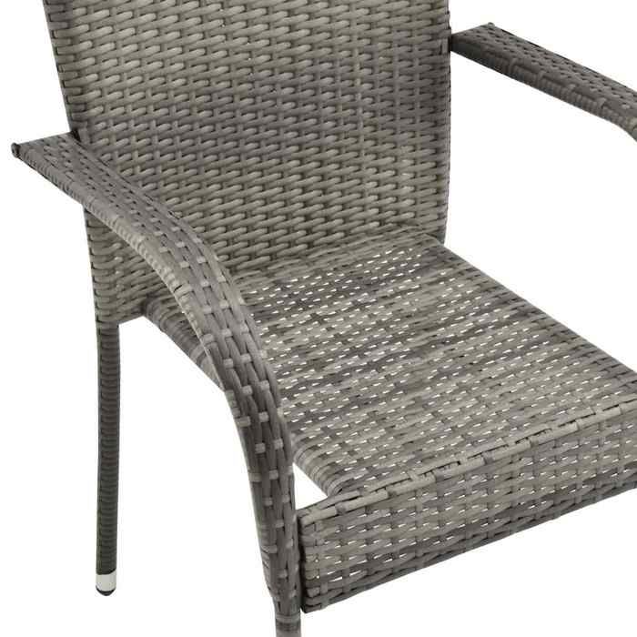 Mode Chaises empilables dextérieur CHEZ YIYI Set de 6 Fauteuil de relaxation élégant Gris Résine tressée 55 5x53 5x95 c2851
