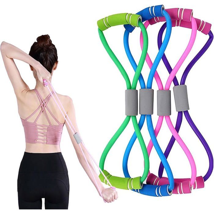 4 Pièces 8 en Forme CorTraction Extenseur Poitrine Pilates Levage Ceinture Exercice Élastique Ceinture