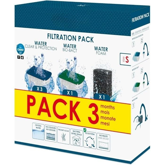 Aquarium Consommables - Cartouches de Filtration de Rechange - Pack 3 mois Taille S - Sans Impuretés et Sans Odeur - Nettoyage