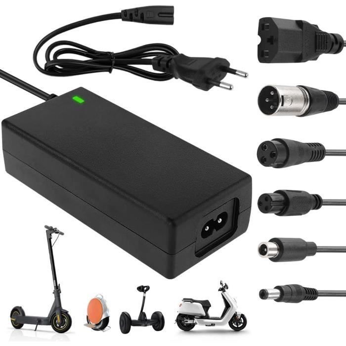 Chargeur Universel 42V 2A Pour Trottinette électrique, Hoverboard, Vélo électrique - 6 Connecteurs Inclus, Protection Sécurité, Voyant LED, Charge Rapide