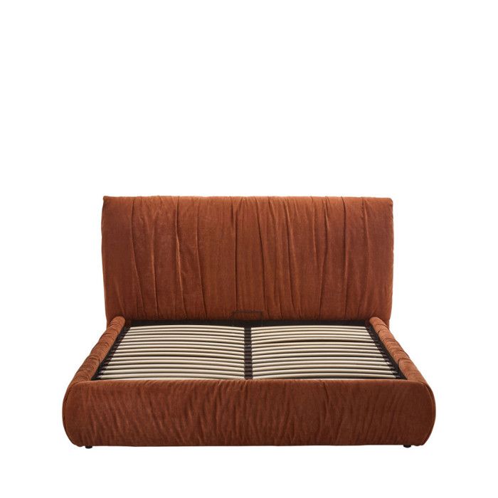 Livia - Lit coffre en tissu 160x200cm - Terracotta
