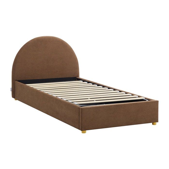 Lit coffre 90 x 190 cm - Velours côtelé - Marron - LIRIMO