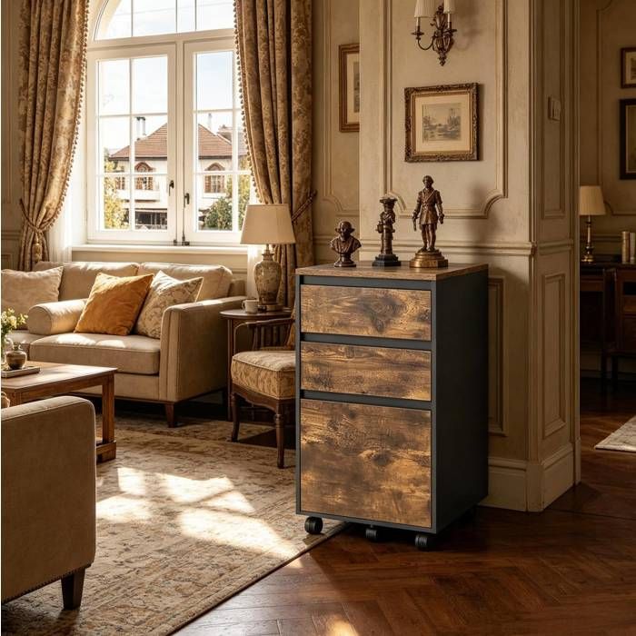 Meuble de rangement mobile avec armoire de lit classeur et caisson à roulettes