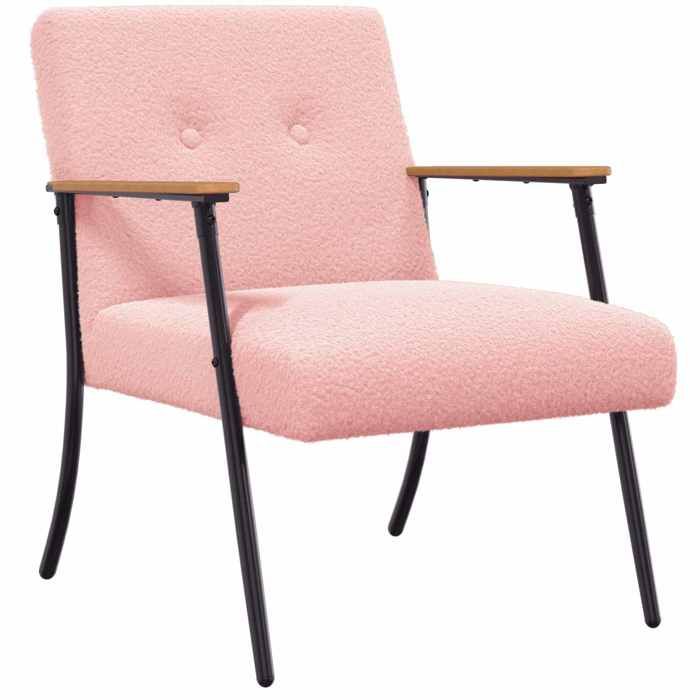 RemiseFauteuil Rose 59x75x78 cm en tissu assise rembourrée max. charge 110 kg pour Salon 762096