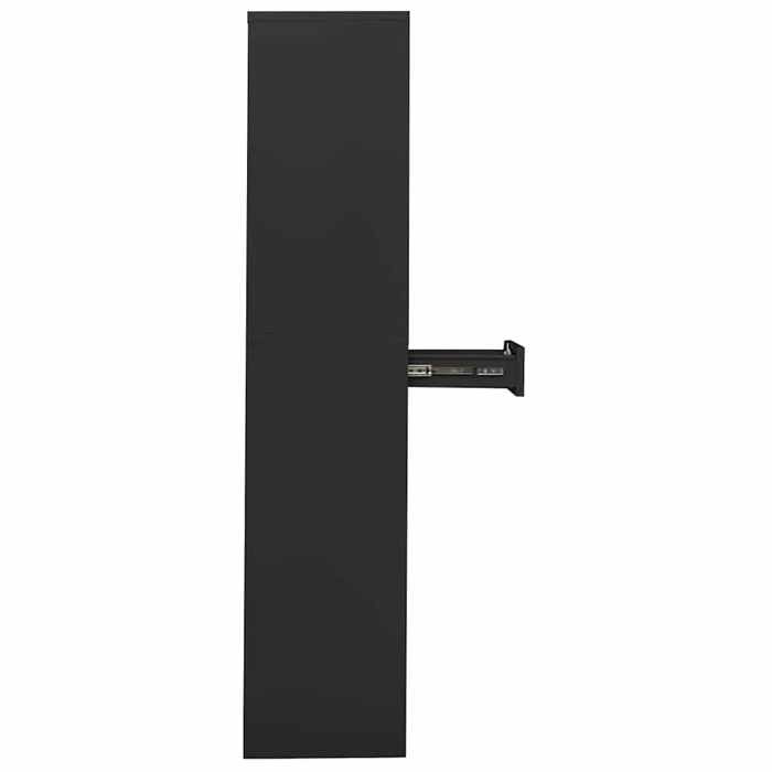 CHIC Armoire de Bureau Anthracite 90 x 40 x 180 cm en acier et verre trempé avec 4 portes et étagères réglables pour Bureau &wlr18f