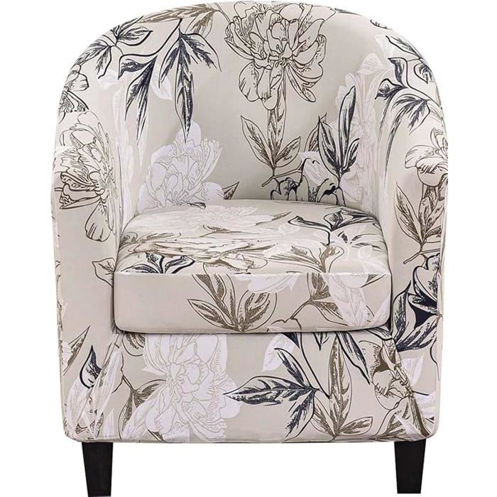 Housse Fauteuil Club 1 Place Extensible 2 Pièces avec Coussin Motif Floral Élégant pour Salon Moderne-Eurpand HOUSSE DE FAUTEUIL