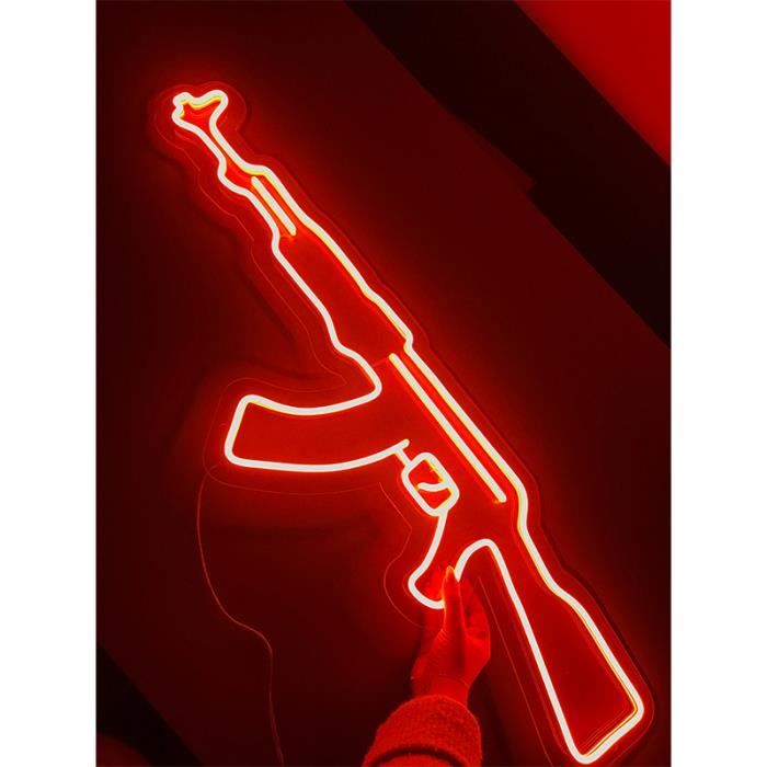 UE - rouge - Signe de pistolet en néon AK47, pour salle de jeu CSGO ...
