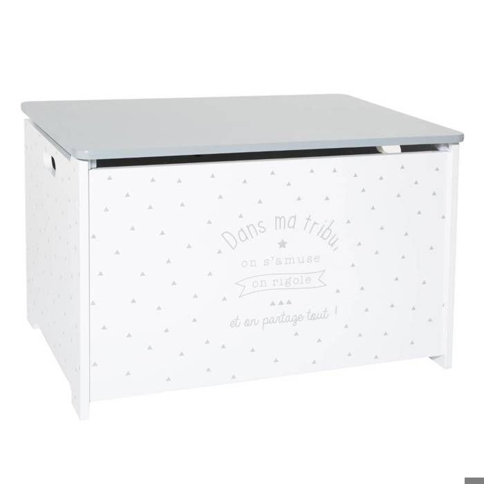 Coffre à jouets blanc 58x38cm - Atmosphera createur dinterieur - Gris