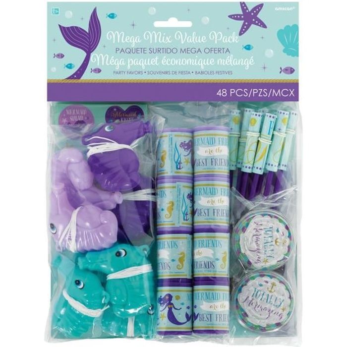 Lot de 48 petits jouets sirène - Bleu - Pour remplir des sacs cadeaux ou une piñata