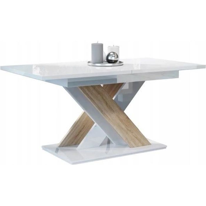 Table blanche extensible en chêne 180-240 cm NAXOS, Tables à manger