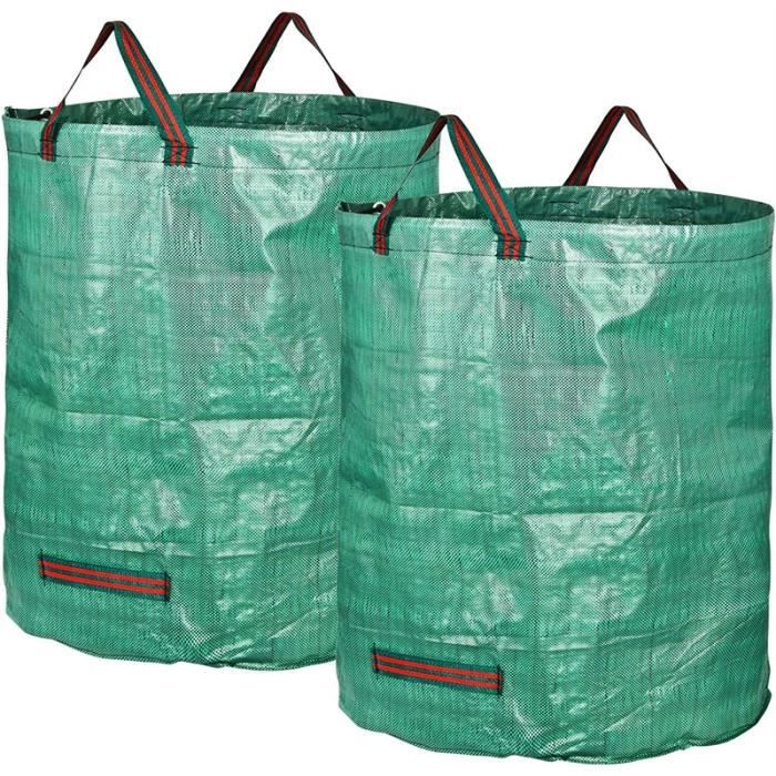 Sac à déchets de jardin avec poignées Sac à végétaux pliable Tissu extra robuste Sac à feuilles pour déchets de jardin（1 x 37,8 l） 