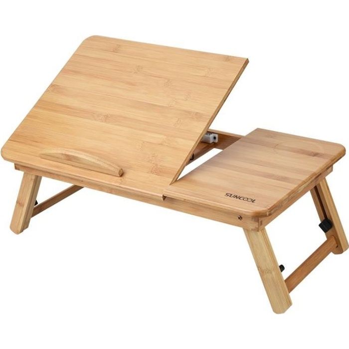 bambou table de lit pliable 50 * 30, table ordinateur sur lit, support de lecture inclinable
