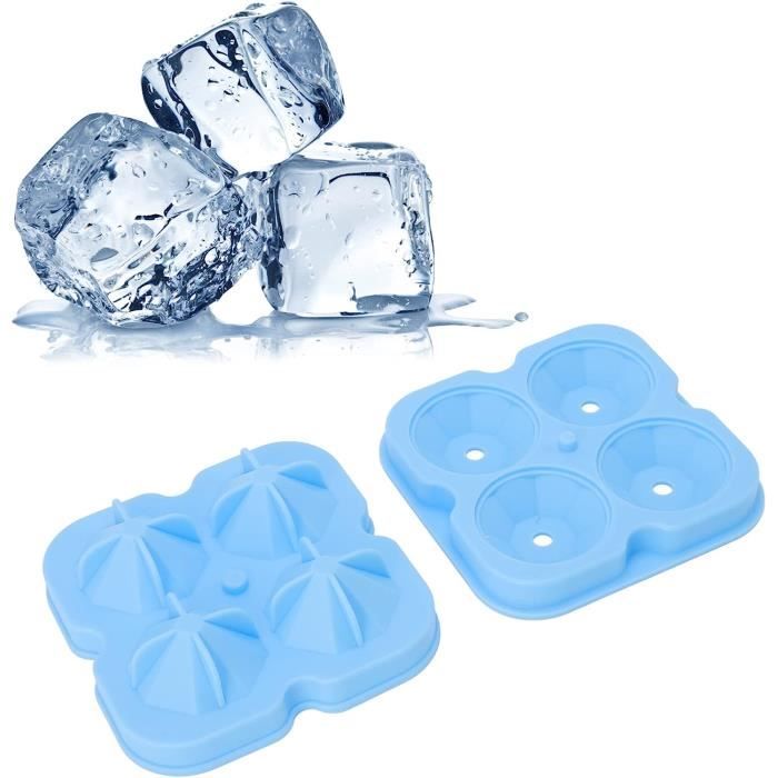 Bac à Glaçons En Silicone Forme Chat 3D - 4 Moules Grands Glaçons - Pour Whisky, Cocktails - Cadeau Mignon Pour Amoureux Des Chats