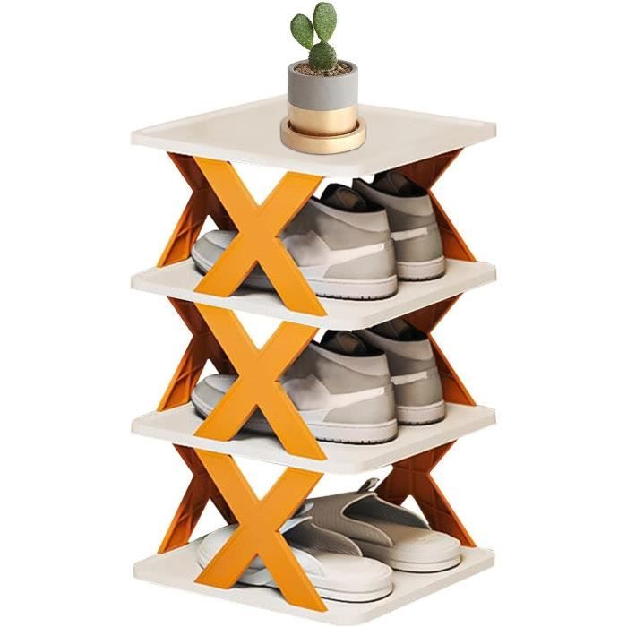 Étagère à Chaussures 4 Niveaux, Meuble De Rangement Cintré, 125x60x25 Cm, Sans Marque