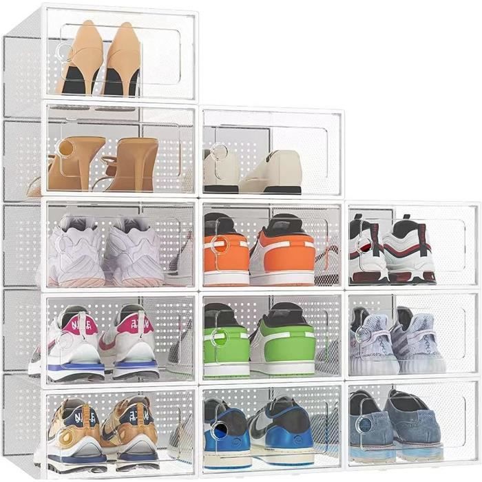 Lot De 3 Boîtes à Chaussures Whitmor - Transparentes - Empilables - 34x21x13cm