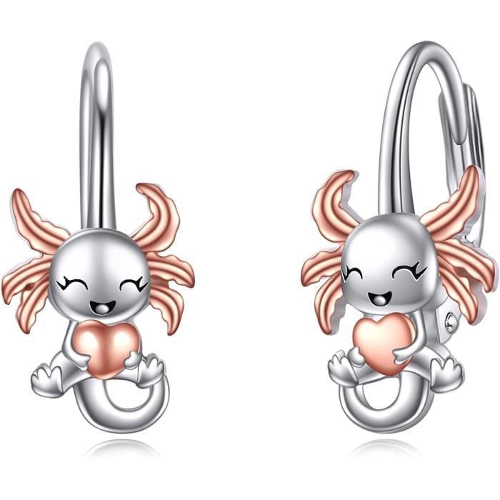 Axolotl, orecchini da donna, in argento sterling 925, con pietra
