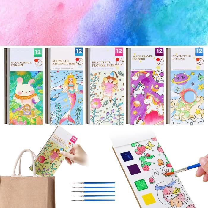 5 Pack Pocket Watercolor Paint Book Watercolor Painting Book Set Travel