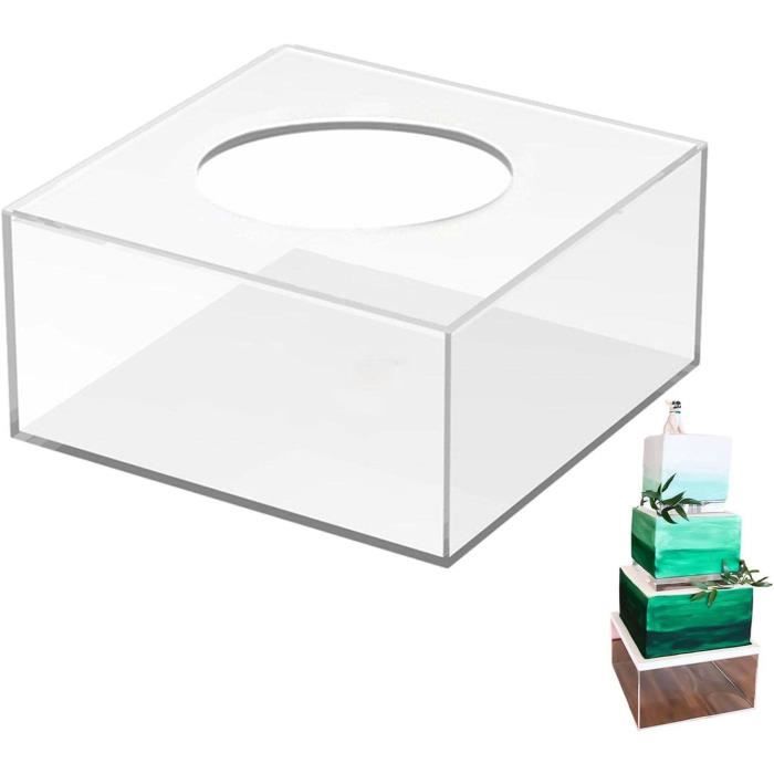 Support de boîte à gâteau en acrylique transparent, présentoir à gâteau en