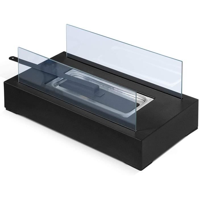Cheminée éthanol de table portable rectangulaire - Marque - Modèle - Noir