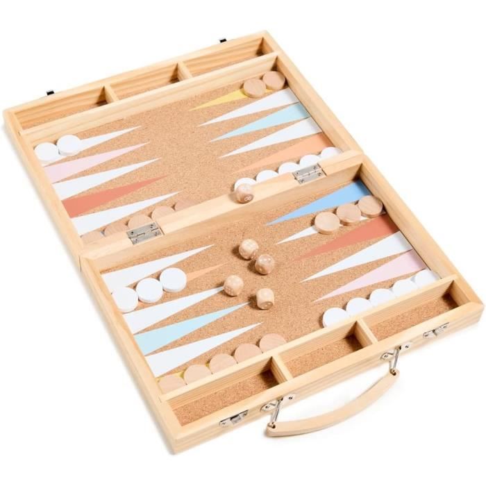 Backgammon De Voyage Amari - En Cuir - Roulable, Portable - Jeu De Société