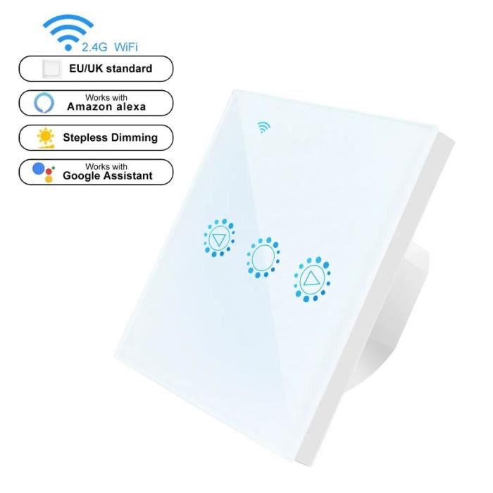 Interrupteur Variateur WiFi Intelligent - Simple Pôle/3 Voies, 150W LED, 15A, Blanc - Neuf