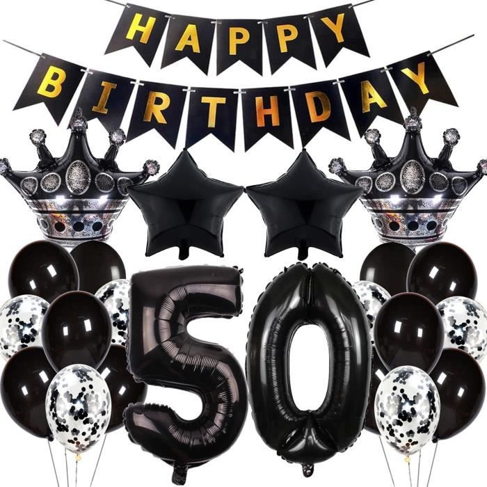 Lot De 50 Ballons Noirs 12 Pouces En Latex - Avec Ruban Inclus | Pour Décorations D'anniversaire, Mariage, Noël, Fête