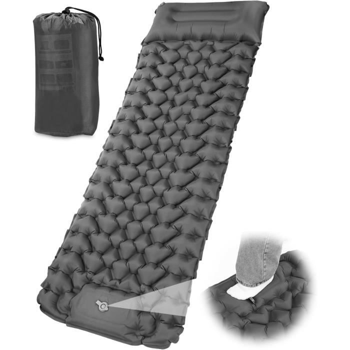 Matelas Camping Autogonflant - Épaissir - 1 Place - Pompe à Pied Intégrée - Étanche - Ultra-léger