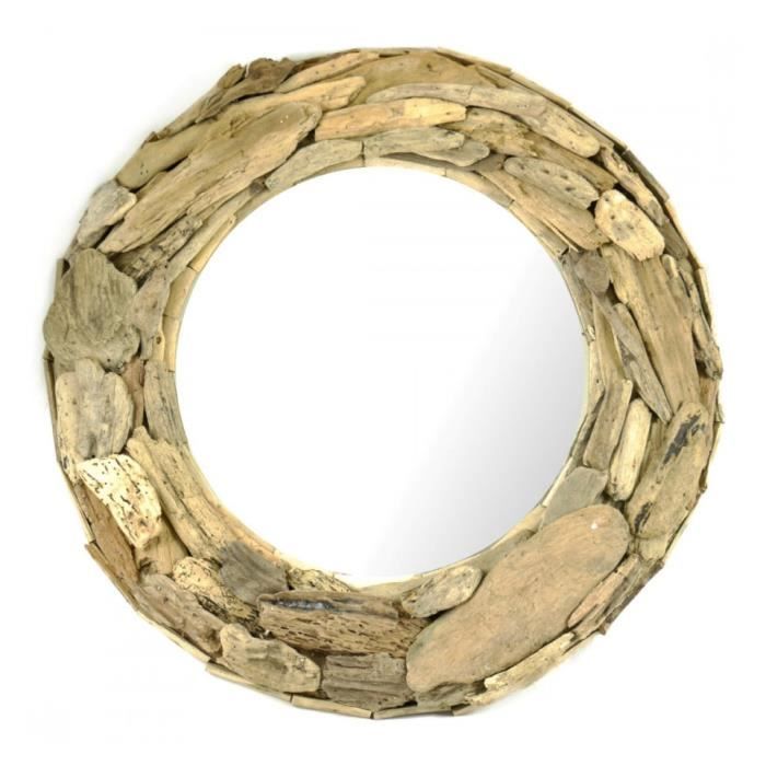 Miroir rond en bois flotté ø60cm Bois Brut