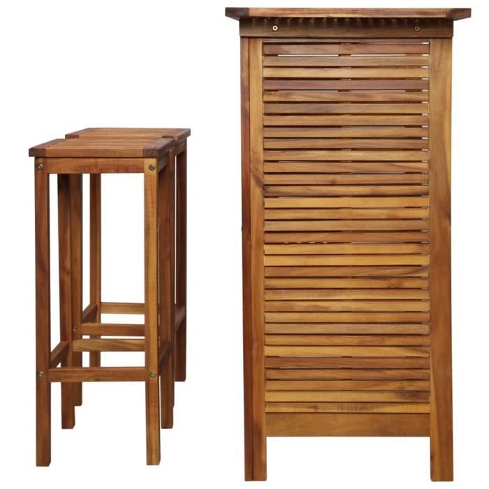 Ensemble de bar - KAI - Bois dacacia massif - Pour intérieur et extérieur