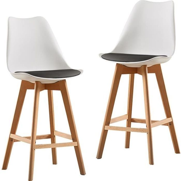 TS-Idées Design Club tabourets de bar chaise de cuisine salle à manger chaise Siège noir bois
