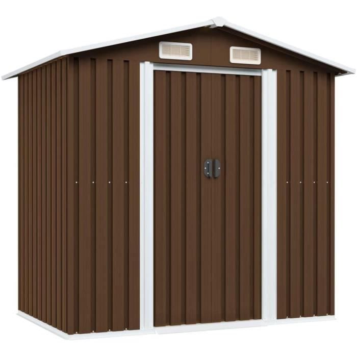 Abri de Stockage pour Jardin Abri de Jardin Hangar de Stockage Acier Marron 204x132x186 cm [101]