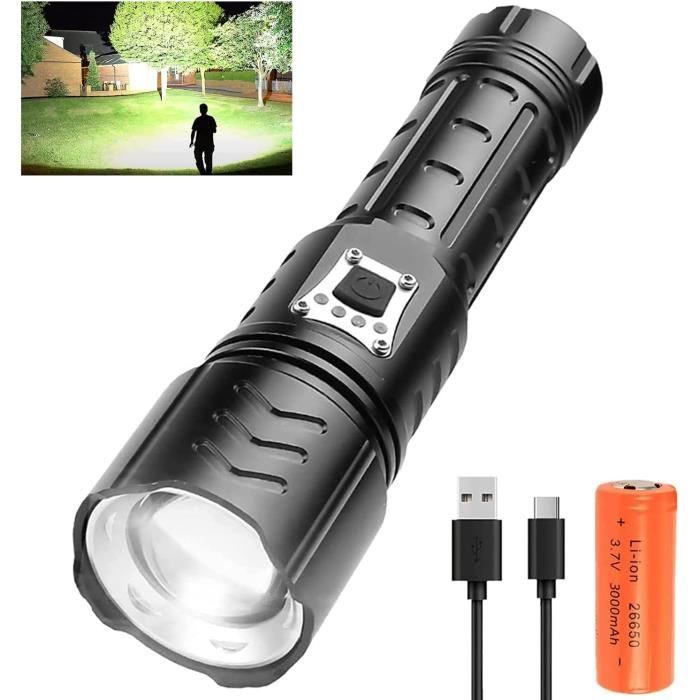 HTWGLampe Torche LED Ultra Puissante 20000 Lumens Lampe de Poche Rechargeable, XHP90 Lampe