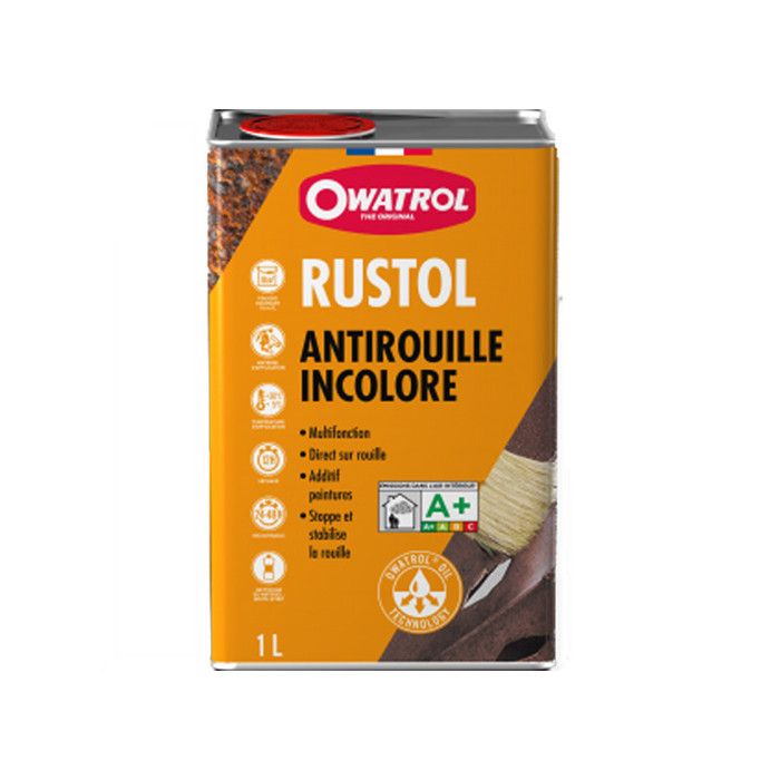 OWATROL RUSTOL Antirouille Incolore Stop Rouille Pénétrant Surfaces Métalliques Plastiques Verre Bois Apprêt et Sous-Couche Vernis A