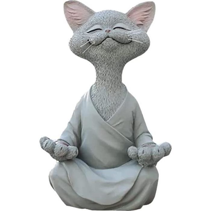 Bouddha Chat Statue,Yoga Bouddha Zen Chat Méditation Chat Statue,Statue