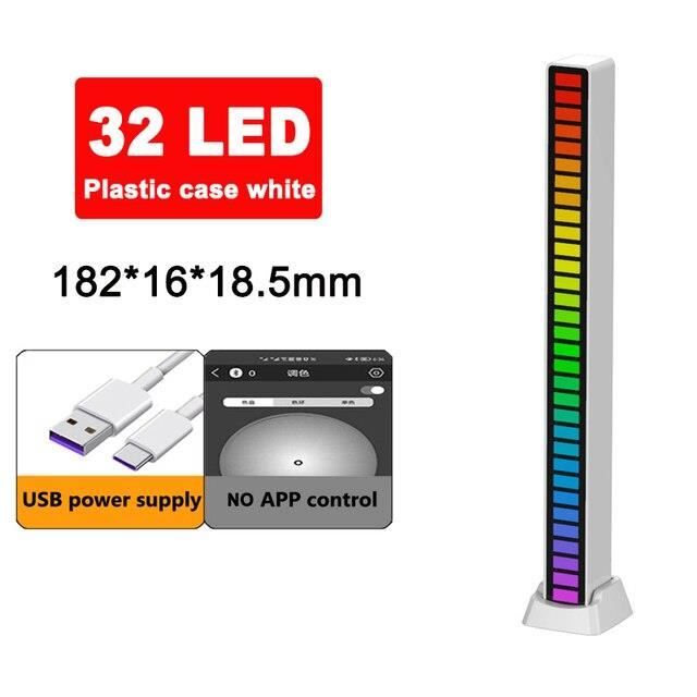 Duyifan Lampe LED RGB Voix 32 LED Analyseur Spectre Audio - Éclairage Ambiance Voiture Bureau Noir/Blanc