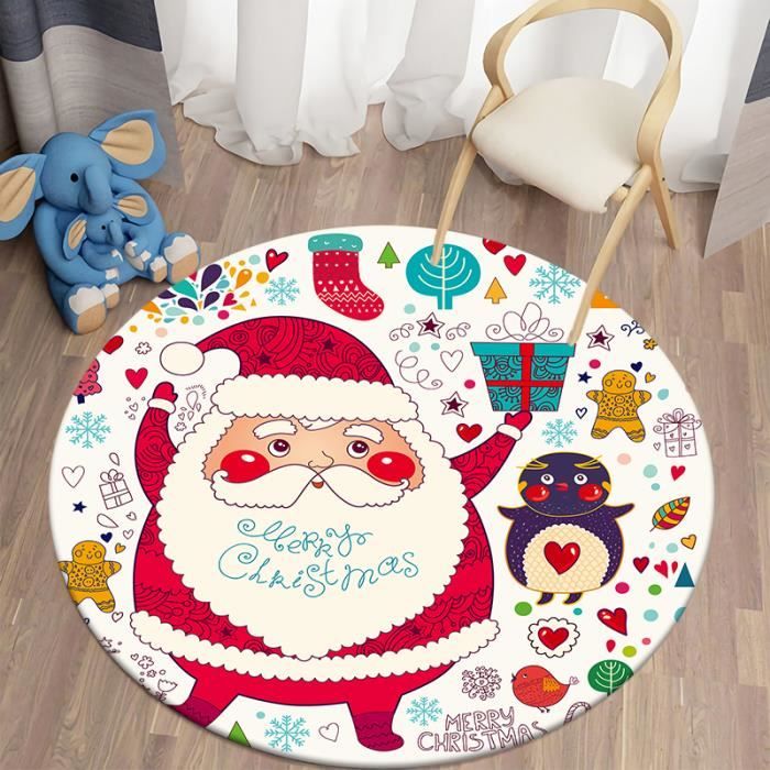 Tapis de Noël pour Père Noël CVk6710 Diamètre 80cm Blanc DECO