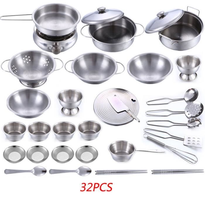 ENSEMBLE DE CUISINE 23 PIÈCES POUR ENFANTS JOUETS EN ACIER INOXYDABLE TABLIER ET TOQUE – SÉNÉGAL
