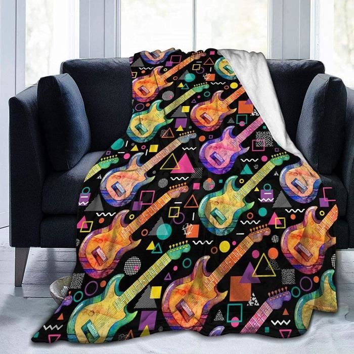 Couverture Polaire Guitare 150x200 Cm - Impression 3D, Microfibre Douce, Pour Canapé Et Lit - 9