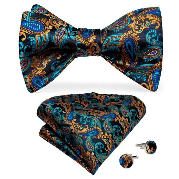 Nœud Papillon Dolce & Gabbana Homme - Soie Bleue à Motifs - Réglable - Neuf Avec étiquettes