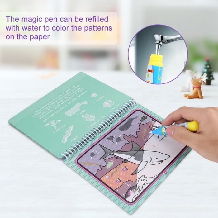 Livre De Coloriage à L'eau Réutilisable – 20x20 Cm, Avec Stylo, Apprentissage Sans Tache