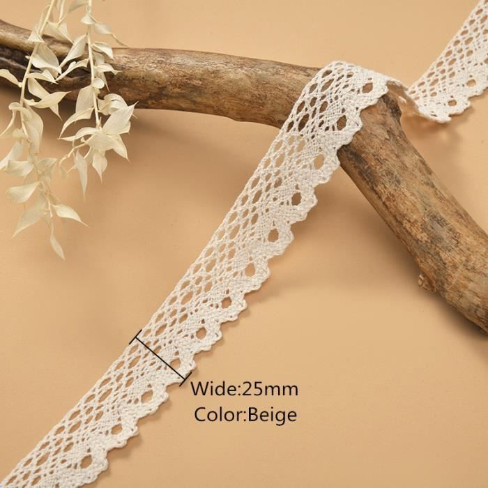 Ruban Crème Avec Gland, Dentelle Et Perles - 10 Cm + Boucle - Déco Couture