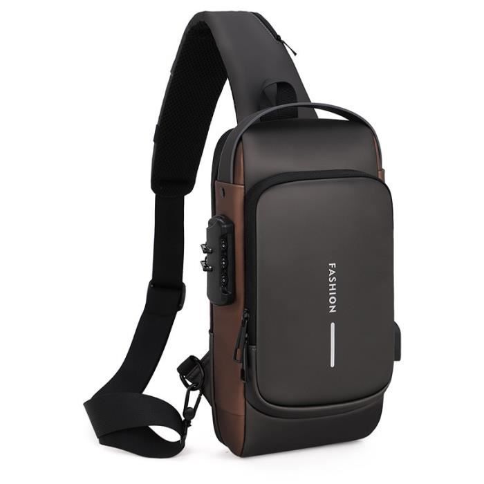Sac à bandoulière USB antivol multifonction pour homme, sac à bandoulière pour voyage, sacs de