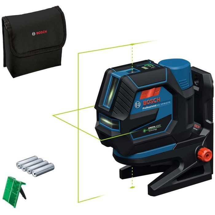 Bosch Professional laser combiné GCL 12V 50 22 CG jusqu’à 50m Dual Power support RM 20 4 piles 15V LR6 AA housse