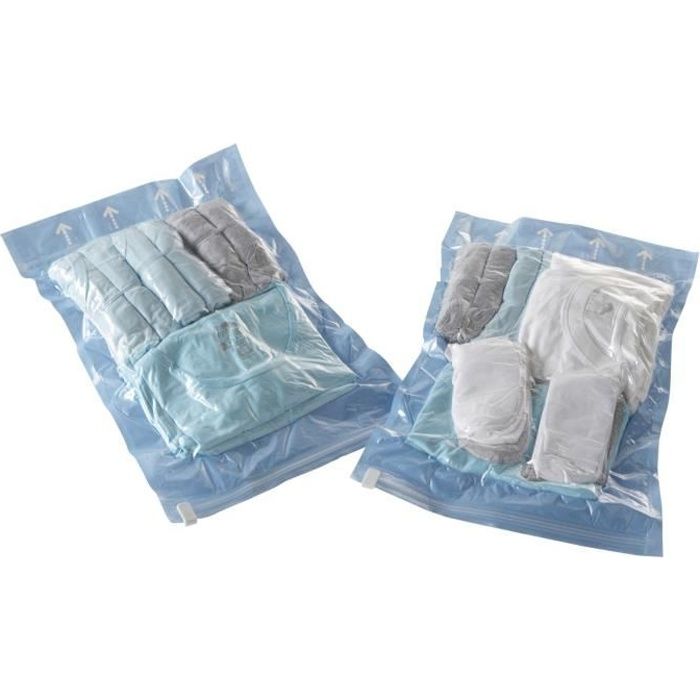 COMPACTOR Lot de 2 sacs Roll-up S pour les voyages bleu et transparent -  Cdiscount Maison