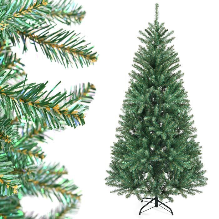 Sapin De Noël Artificiel 120 Cm Avec Guirlandes LED - PVC Vert Ignifuge - Montage Rapide - Support Inclus - Décorations Fêtes - 8